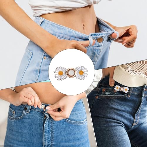 Clipes de calça para apertar cintura, alfinetes de botão para jeans soltos - 2 pares de ajustador de