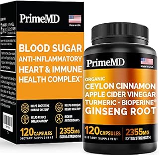 5-in-1 Organic Ceylon Cinnamon Capsules 2355mg with Apple Cider Vinegar, Turmeric, Ginseng Root Capsules, Bioperine Supplement (120 Count (Pack of 1))