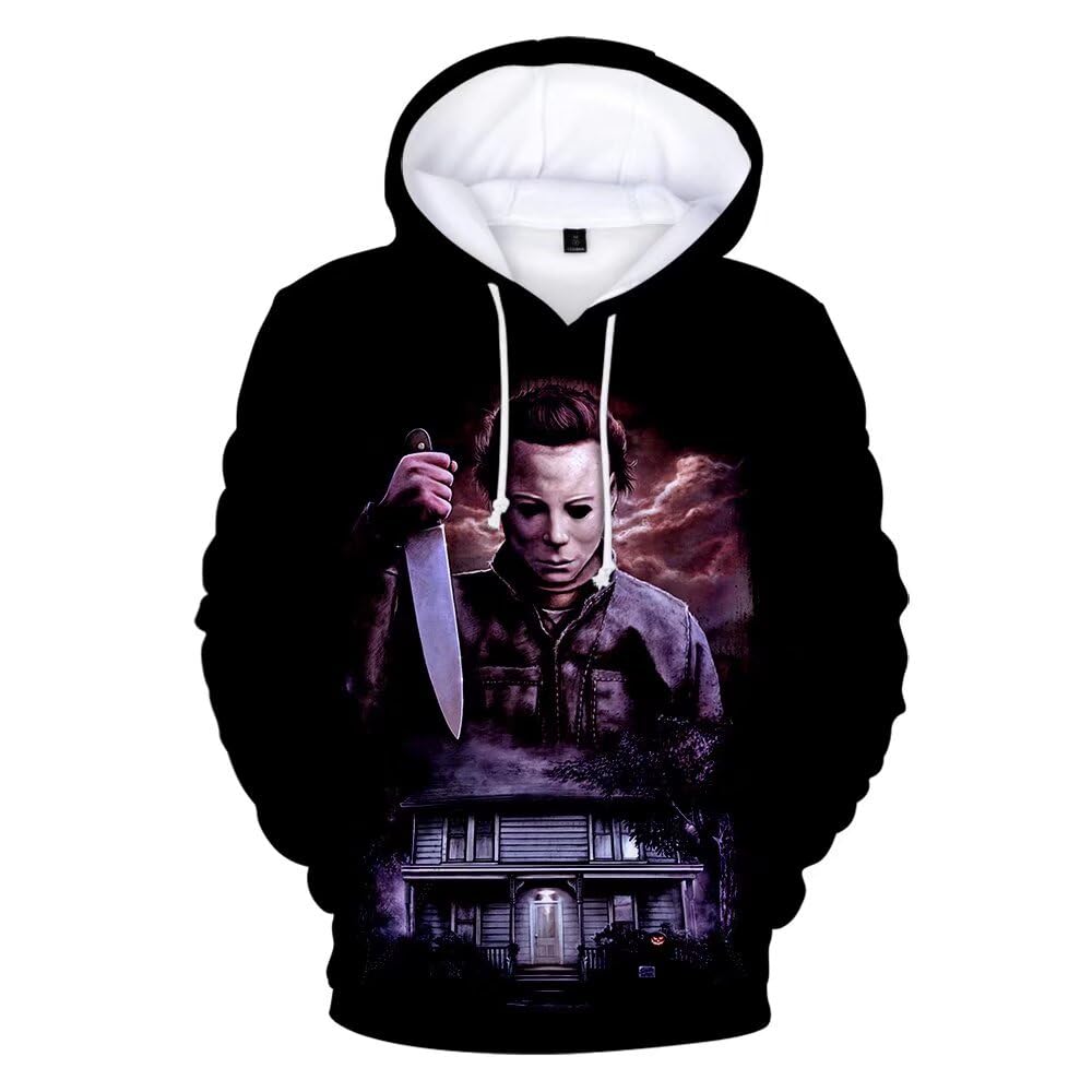 CHLOBLOM Michael Myers Hoodie Horror Movie Cosplay Costume 3D Pullover Sweatshirt