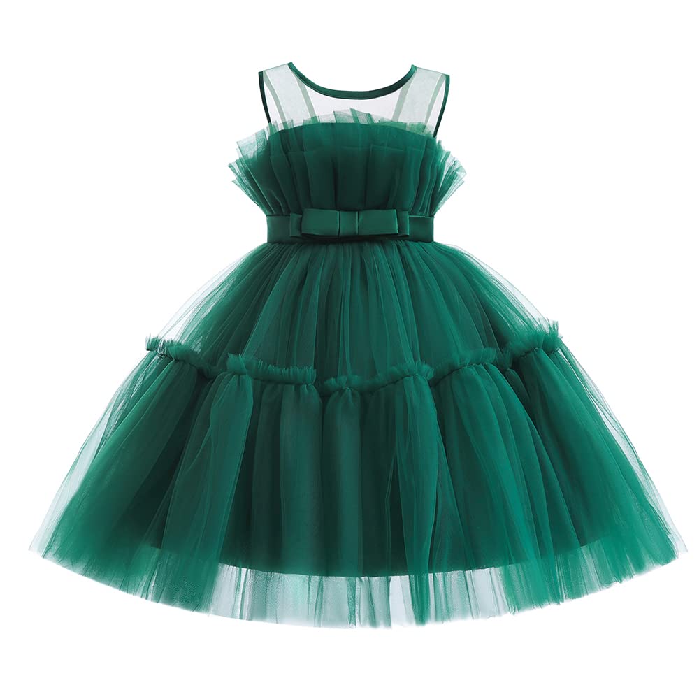 12M-6T Baby Girls Christmas Ruffle Ball Tutu Gown Wedding Party Lace Dresses