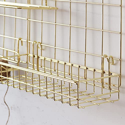 Jovone Wall Grid Panel For Photo Display,Decorative Desk Storage Organizer For Office,Study,Memo Board, Size 17.6" X 11.9", Pack Of 2 (Gold) #TOP4