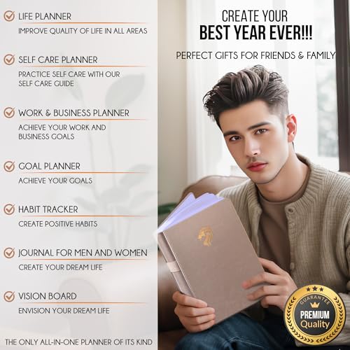 Image of Life Planner - Undated Daily, Weekly & Monthly Planner with Budget Section | A 12 Month Journey to Increase Productivity & Happiness | Life Organizer & Gratitude Journal - Horizontal Format