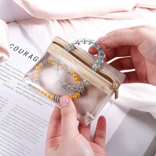 4Pcs Portable Travel Jewelry Bag, Clear Travel Jewelry Pouch Bag with Zipper, Velvet Jewelry Organizer, Mini Jewelry Storage for Rings Bracelets Earrings Necklaces Jewelry, Gift Idea for Women Girls4