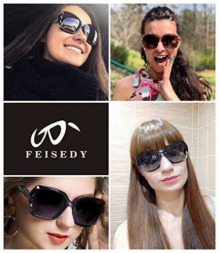 Image of FEISEDY Oversized Sunglasses for Women Square Polarized Sparkling Frame B2289