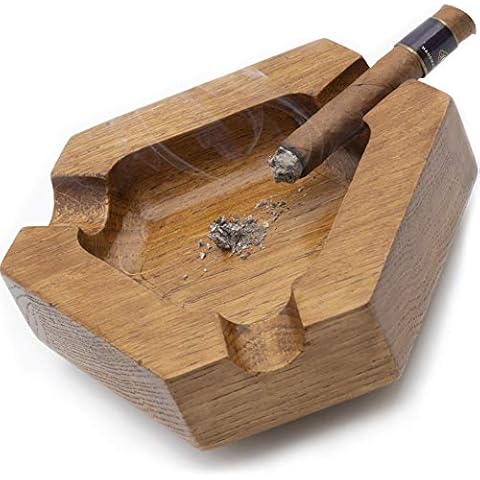 100%Face Wood Cigar Ashtray For Men,Durable Solid 4 Slot Cigar Holder,Large Heavy Outdoor Wooden Cigar Ashtrays For Patio,Wooden Cigar Ash Tray For Home Office Decoration,Cigars Gift Set (Triangle) Cover