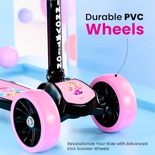 Image of MAGICLY Kids 3-Wheel Foldable Scooter - Adjustable Height, Wide Anti-Slip Deck, Smooth PU Wheels Game, Lightweight Kick Scooter for Boys & Girls of Ages 2-10 Years (SCOOETR Pink)