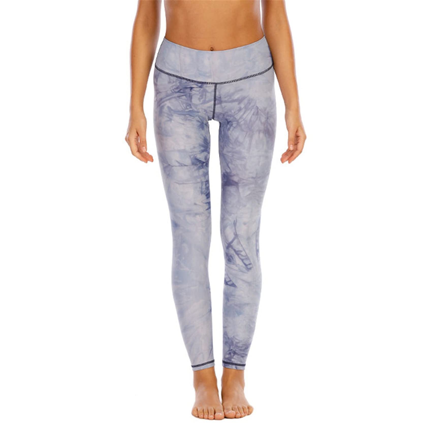 Damskie legginsy do jogi, na fitness, Damska damska Dye Drukuje Wysoką Talię Skinny Legginsy Długość kostki Treningowe Spodnie jogi Bieganie Fitness Sporty Z Kieszeniami rozciągliwe sportowe legginsy