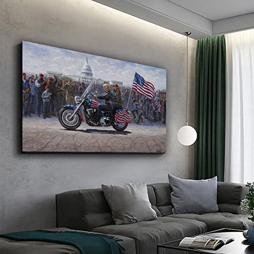 Liijpgg Jon Mcnaughton Maga Ride Donald Trump Motorcycle Poster Decorative Painting Canvas Wall Art Living Room Posters Bedroom Painting 24X36Inch(60X90Cm) #TOP4