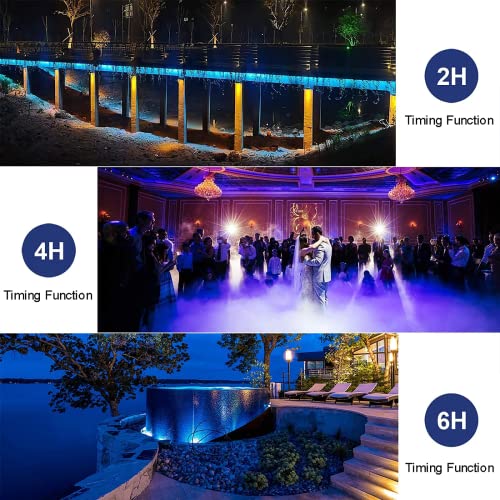 meihua 60w projecteur led rgb à télécommande 360 °, modes clignotant/fondu de lumière 12 couleurs décoratives, 3 minuteries, lampe extérieur ip66 étanche pour noël soirée salon concert et spectacle