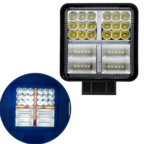 Image of Square 38 White LED wtih 21 Blue DRL Mercury Light Fog Light Waterproof Lamp Offroad Driving Work Light for Car, Truck /Pickup, Jeep, SUV, ATV and UTV Motorcycle 12V LED Lights (2 PCS)
