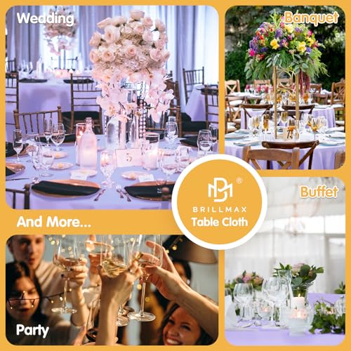 BRILLMAX 6 Pack Lavender Round Tablecloths 70 Inch for 30“-48” Tables - 150 GSM Polyester Fabric, Standard Drop, Water, Stain & Wrinkle Resistant Cloth Cover for Wedding Reception Banquet Dining by BRILLMAX - Image 9