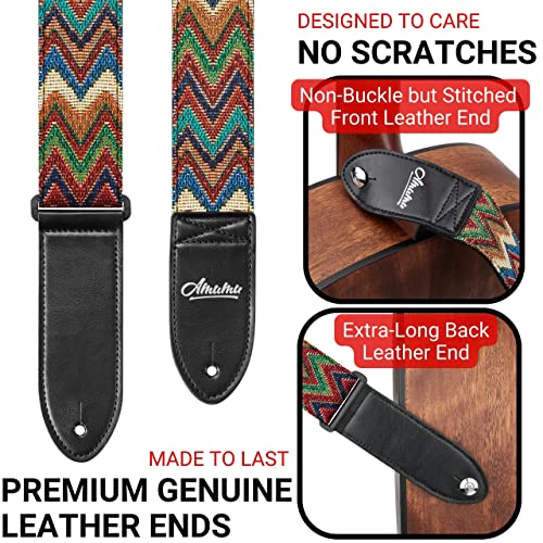 Amumu Chevron Guitar Strap Multicolor For Acoustic Guitar Electric Guitar And Bass Guitar Includes Strap Blocks And Headstock Tie #TOP1
