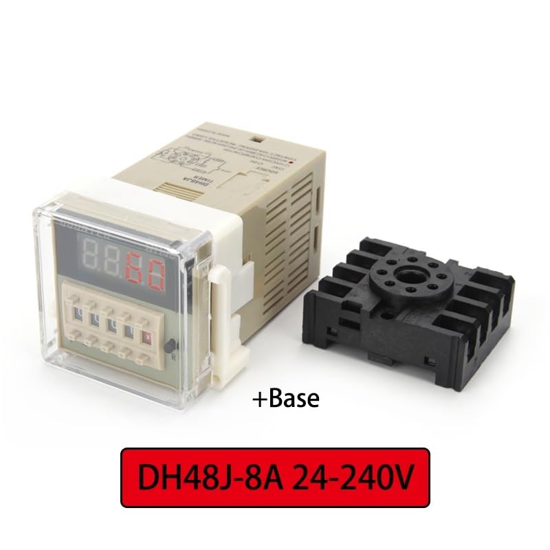 DH48J-8A Electronic preset Digital counters acyclic Display counters 1-999900 Relay 8P with Base DC12V/24V/36V AC110V/220V/380V(24-240 AC DC)