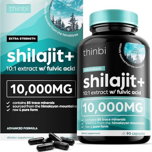 Thinbi Pure Himalayan Shilajit Capsules with Fulvic Acid & Trace Minerals - 90 Count
