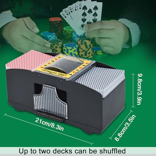 Funmo Elektrischer Kartenmischer mit 2 Decks, Kartenspiele Kartenmischer Automatischer Akku Kartenmischmaschine für Heimkartenspiele, Poker, Spielkarten, Rommé, Blackjack