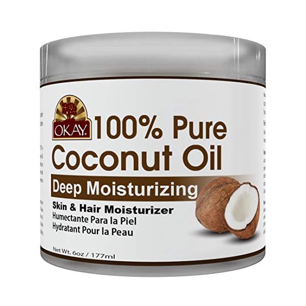 Okay-100-Pure-Coconut-Oil-For-All-Hair-Textures-Skin-Types-Moisturize-Massage-Condition-Excellent-Source-of-Vitamin-E-All-Natural-6-Oz OKAY 100% COCONUT OIL for HAIR and SKIN in JAR 6oz / 177ml