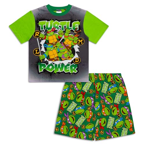 Teenage Mutant Ninja Turtles Boys Pyjamas | TMNT Short PJs Set | Cotton Kids Nightwear | Green Ninja Turtles Sleepwear | Ages 4 to 12 Years (7-8)