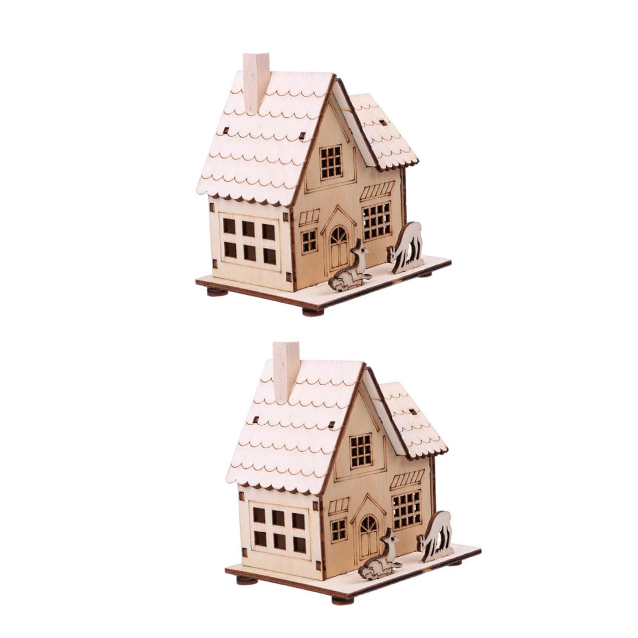 Cabine lumineuse de Noël en bois MAGICLULU - Lot de 6 décorations de table