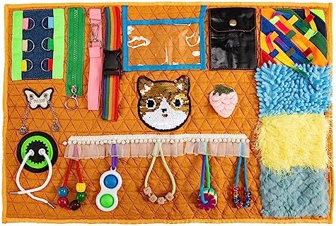 Sensory Blanket Memory Loss Fidget Products, Fidget Blanket for Adults with Dementia, Dementia Fidget Blanket, Fidget Blanket for Dementia, Alzheimers Products for Alzheimer Patients Relief