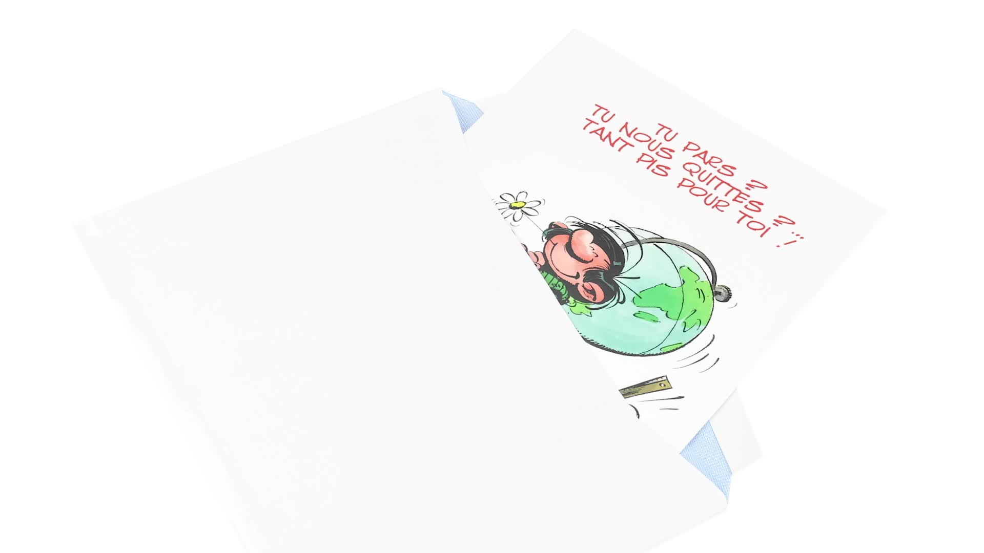 Gaston Lagaffe GLMX-2022 Grande Carte Retraite Grand Format A4 + Enveloppe Illustrée Départ