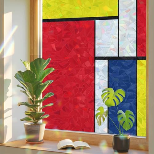 Vinilo para ventana privacidad estático multicolor 19.6 x 39.3 pulg miniatura 1