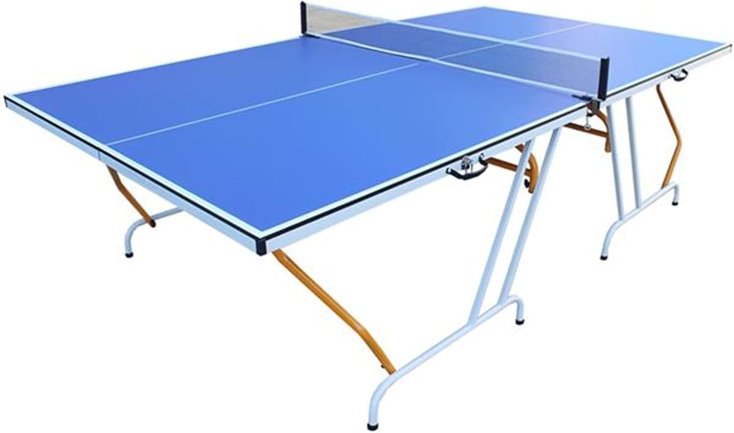 9-Foot Ping Pong Table, Foldable Portable Table Tennis Table Set for Indoor and Outdoor Use with Net, 2 Ping Pong Paddles and 3 Balls, Blue