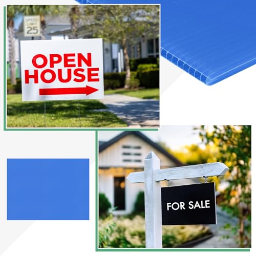 Image of M METERXITY 2-Pack Corrugated Plastic Sheets, 12 Inch x 16 Inch Waterproof Blank Corrugated Poster Board Yard Signs for Garage Sale /Office /Classroom /Party /Lawn Sign Road [4mm Thick, Blue]