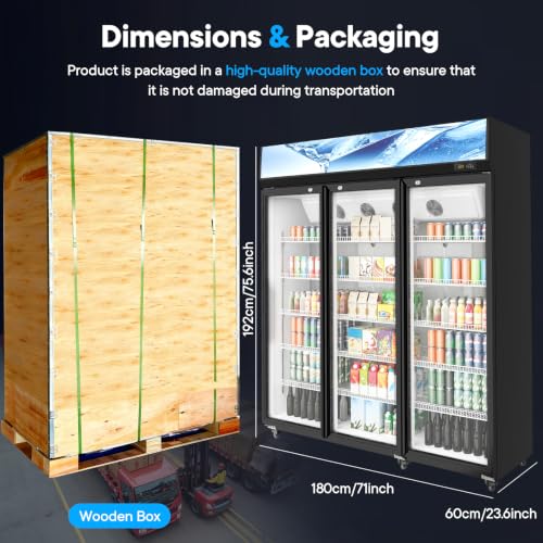Image of 60 Cuft ETL & DOE Certified Commercial Merchandiser Refrigerators,Upright Business Display Retail Fridge Cooler with Adjustable Shelves,Built-in LED Light,Lightbox,Lockable Doors