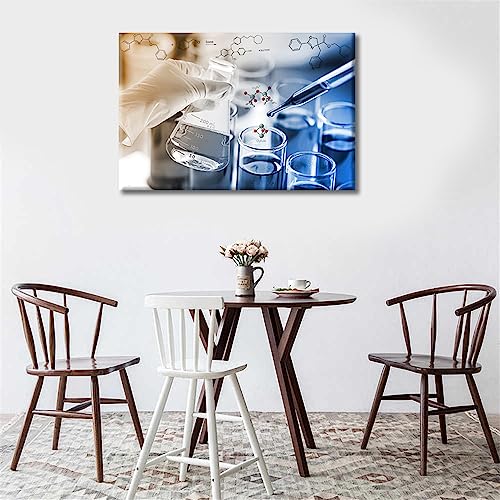 Image of Young Scientist Reagent is Dripped Into the Test Tube Pictures Artwork Wall Decor 1 Pieces Clinical Laboratory Painting Black and White Wall Art Posters and Prints Framed Ready to Hang (16 inchWx24 inchH)