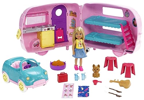 Barbie Chelsea Muñeca y su caravana, con perrito y accesorios , juguete para niñas y niños, +3...