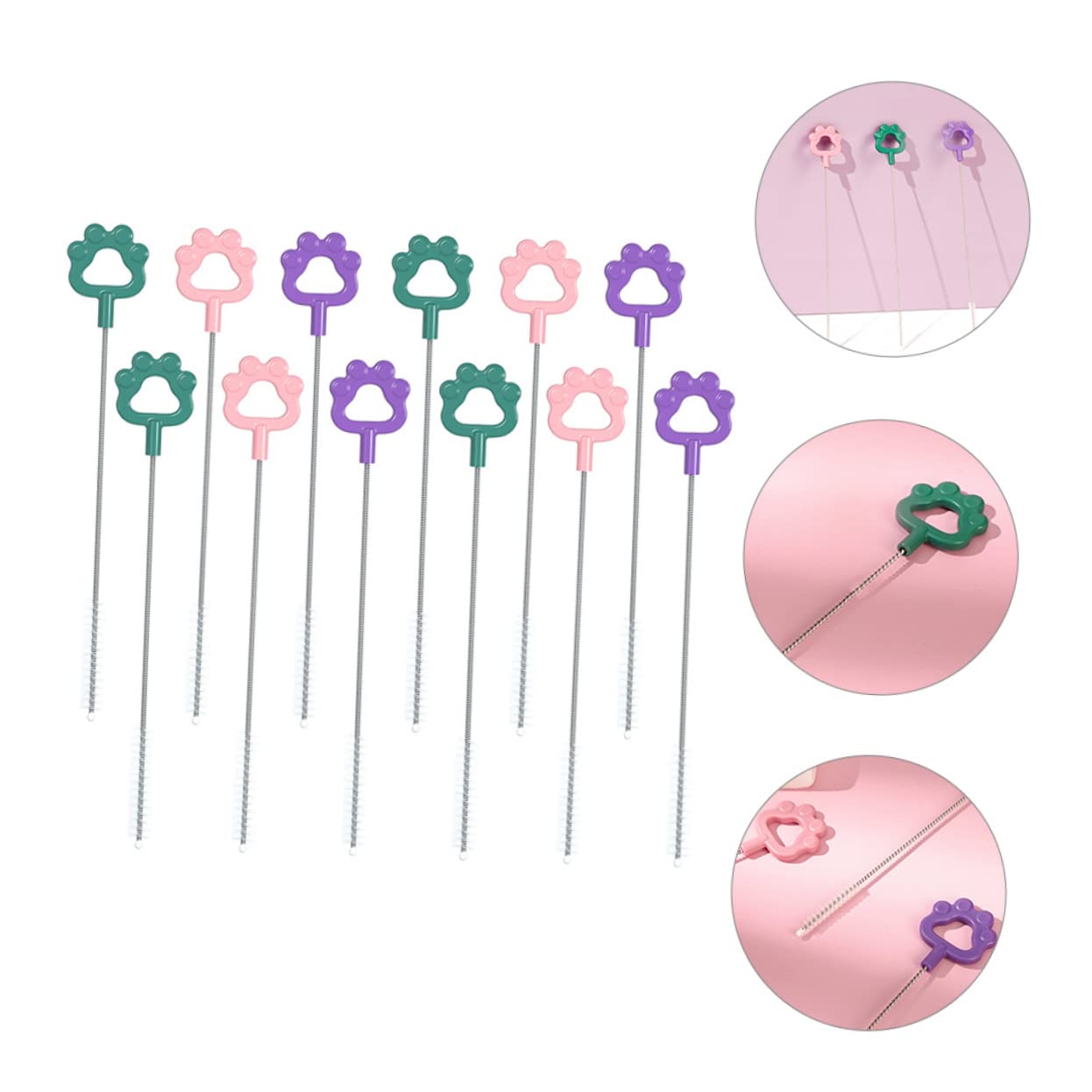 Healeved 3 Set Di Spazzole Per Cannucce Facili Da Riporre Foro Per Appendere Detergente Multiuso Per Biberon Per Bambini 12 Pezzi * 3