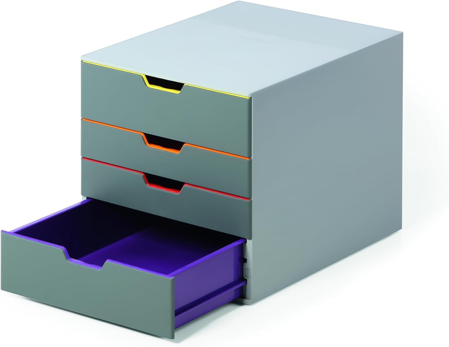 Durable VARICOLOR® 4 Drawer Unit - Desktop Drawer Set with 4 Colour Coded Draws - Perfect for Storing Documents and Paper Work