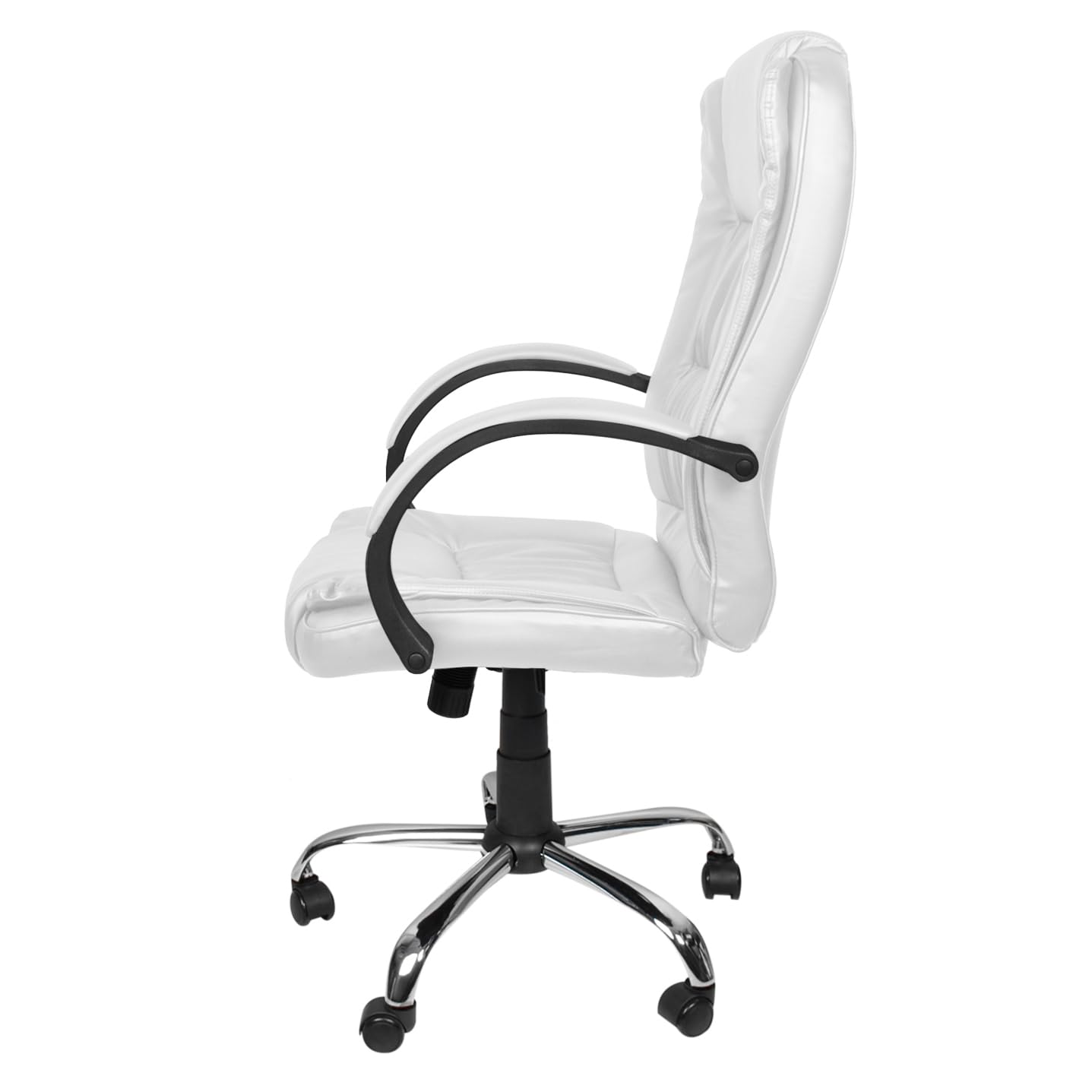 Sedia girevole da ufficio, ergonomica, funzione tilt elegante, in ecopelle, colore bianco 23240