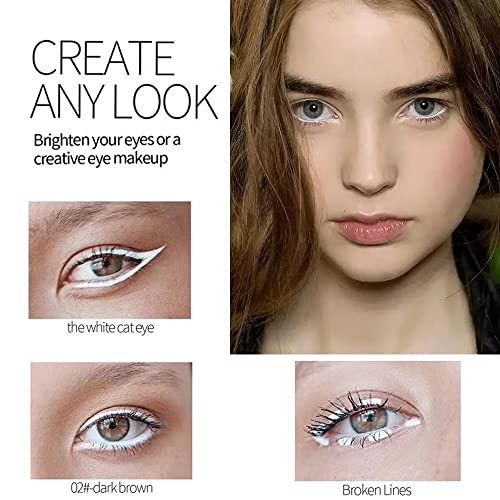 Yeweian Black White Eyeliner Pencil Set, Matte Smooth White Eye Brightener Stick, Quick Drying Waterproof High Pigmented Highlighter Eye Liner Eyeshadow Makeup For Women, With Built-In Sharpener #TOP2
