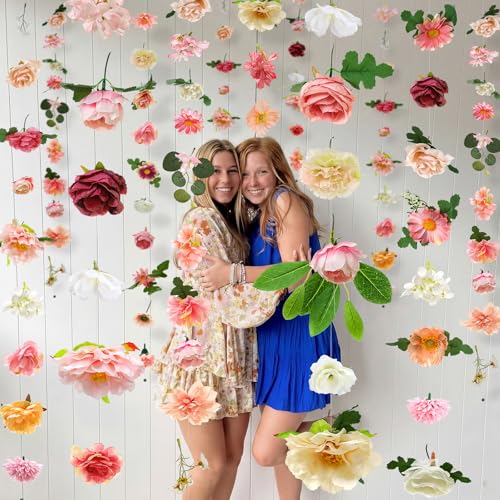 Image of Suncalla 12 Pcs 70.8 ft Wildflower Garland Pre Strung Artificial Hanging Flower Vine Backdrop Decor from Ceiling Floating Silk Floral Garland for Garden Wedding Bridal Shower(Blossom,Multicolor)