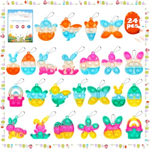 Mini porte-clés pop souples et sensoriels pour enfants en lot de 24