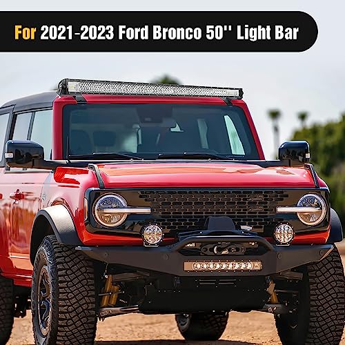 Image of Nilight 2PCS 50 inch Straight LED Light Bar Mounting Bracket Over-Windshield Mount Kit for 2021 2022 2023 2024 2025 2026 Ford Bronco 2 /4 Door Black(1 Pair)