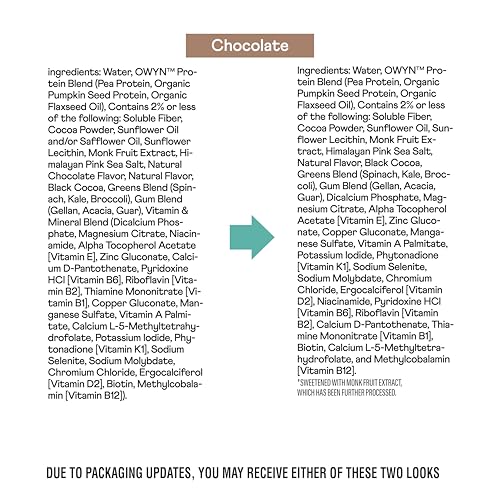 Image of OWYN Only What You Need High Protein Shake, Chocolate and Vanilla Flavored, 26g Protein, 0g Sugar, 3g Fiber, Dairy Free, Plant Based Protein Drink, 12 Count