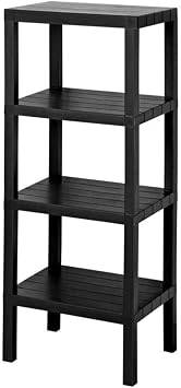 Deconox 4 Katlı Köşe Rafı | Banyo, Mutfak ve Kiler İçin Yer Tasarruflu Organizer | Çok Amaçlı Plastik Raf | 4 Farklı Renk Seçeneği (38x29x100cm) (SİYAH)