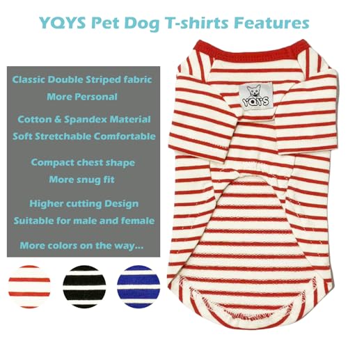 Pet Dog T-Shirts Thick Striped Cotton Tee Shirt for Small Dogs and Cats Puppy Clothes Dog Apparel Teacup Dog Clothing for Chihuahua Yorkie Poodle Blue White XXSmall - Image 5
