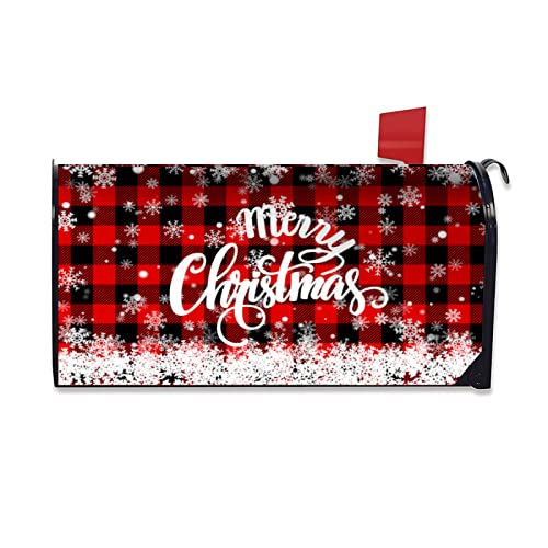Image of Merry Christmas Mailbox Cover Magnetic Standard 21 inch x 18 inch, Winter Snowflake Decorative Christmas Large Mailbox Wraps Post Letter Box Covers Garden Decorations Outdoor