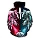 Produktbild Morbuy Kapuzenpullover Unisex 3D Druck Hoodie Kreativ Herren Damen Pullover Sweatshirt Herbst und Winter Mode Taschen Rundhals Langarm Paare Hoodies (XXL/XXXL, Roter Blauer Wolf)