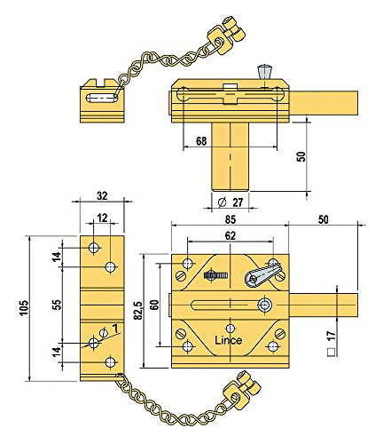 Lince 2960HL Hasp, Gold - Image 2