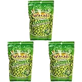 Khao Shong Geröstete grüne Erbsen mit Wasabi, knackige Erbsen im scharfen Teigmantel, fettärmere Alternative zu Nüssen, mittlere Schärfe, 1 x 120 g Standbeutel (Packung mit 3)