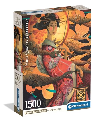 Clementoni – Puzzle 1500 Pièces Koinobori Dance – 14 Ans et + – Jeu de société scène Japonaise colorée – Idée Cadeau