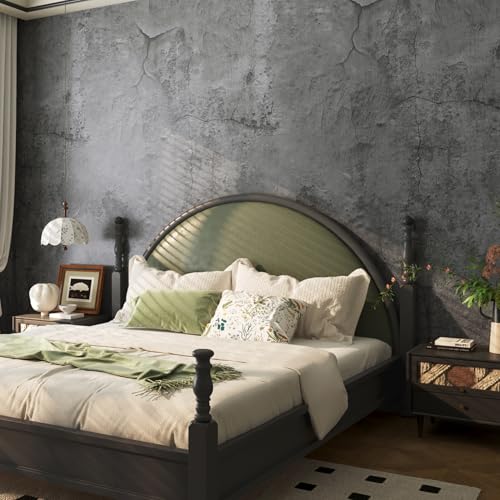 Livelynine Concrete Wallpaper Peel and Stick Textured Black Grey Dark Moody Gothic Wall Paper for Bedroom Colleage Dorm Lime Wash Cement Concrete Contact Paper Waterproof Renter Friendly 15.8x78.8'