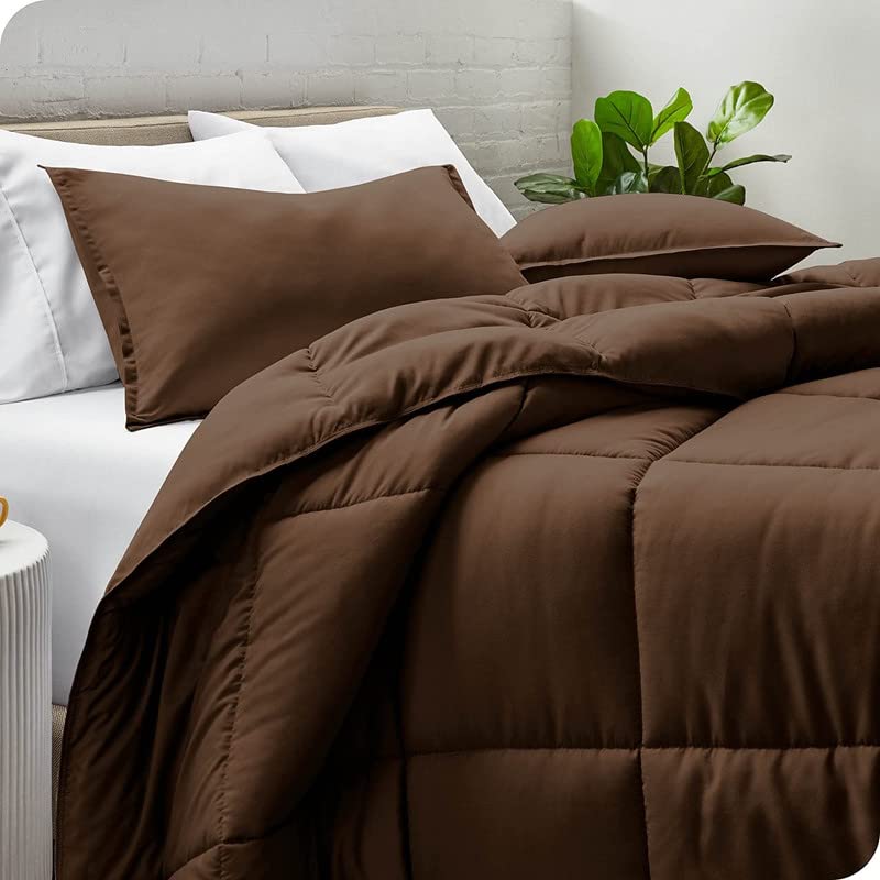 Amazon Brand - Umi Luxurious Ultra Soft Microfibre All Weather 220 GSM Reversible Double Bed Comforter Blanket Quilt. (Brown)