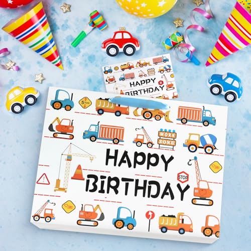 Image of JMANNI Large Happy Birthday Gift Bag with Tissue Papers and Greeting Card,Portable Paper Gift Bags with Handles,Present Bags for Boys Birthday Party Supplies 13 inch x10.2 inchx4.7 inch(Construction Vehicle)