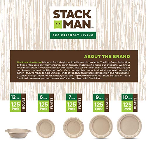Stack Man-Bg-60Ht1K 100% Compostable Clamshell Take Out Food Containers [6X6" 50-Pack] Heavy-Duty Quality To Go Containers, Natural Disposable Bagasse, Eco-Friendly Biodegradable Made Of Sugar Cane Fibers #TOP4