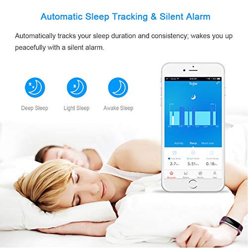 LETSCOM Fitness Tracker HR, Activity Tracker Watch with Heart Rate Monitor, Waterproof Smart Fitness Band with Step Counter, Calorie Counter, Pedometer Watch for Women and Men